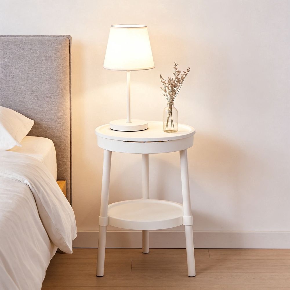 Multifunctional Side Table with Storage Shelf - Small Coffee Table with Study Desk Function for Living Room Bedroom - Compact Bedside Table with Shelf - Portable End Table for Small Spaces