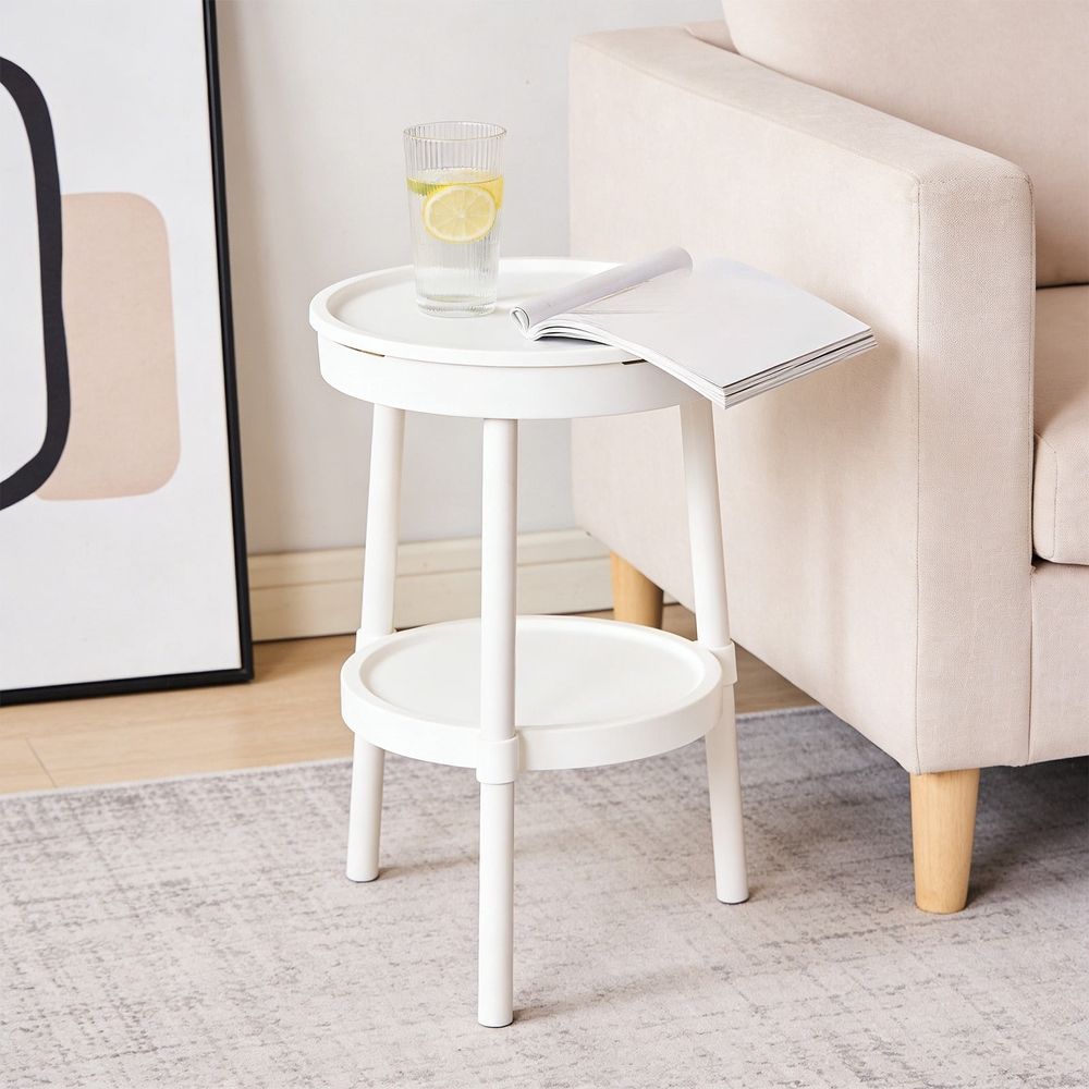 Multifunctional Side Table with Storage Shelf - Small Coffee Table with Study Desk Function for Living Room Bedroom - Compact Bedside Table with Shelf - Portable End Table for Small Spaces