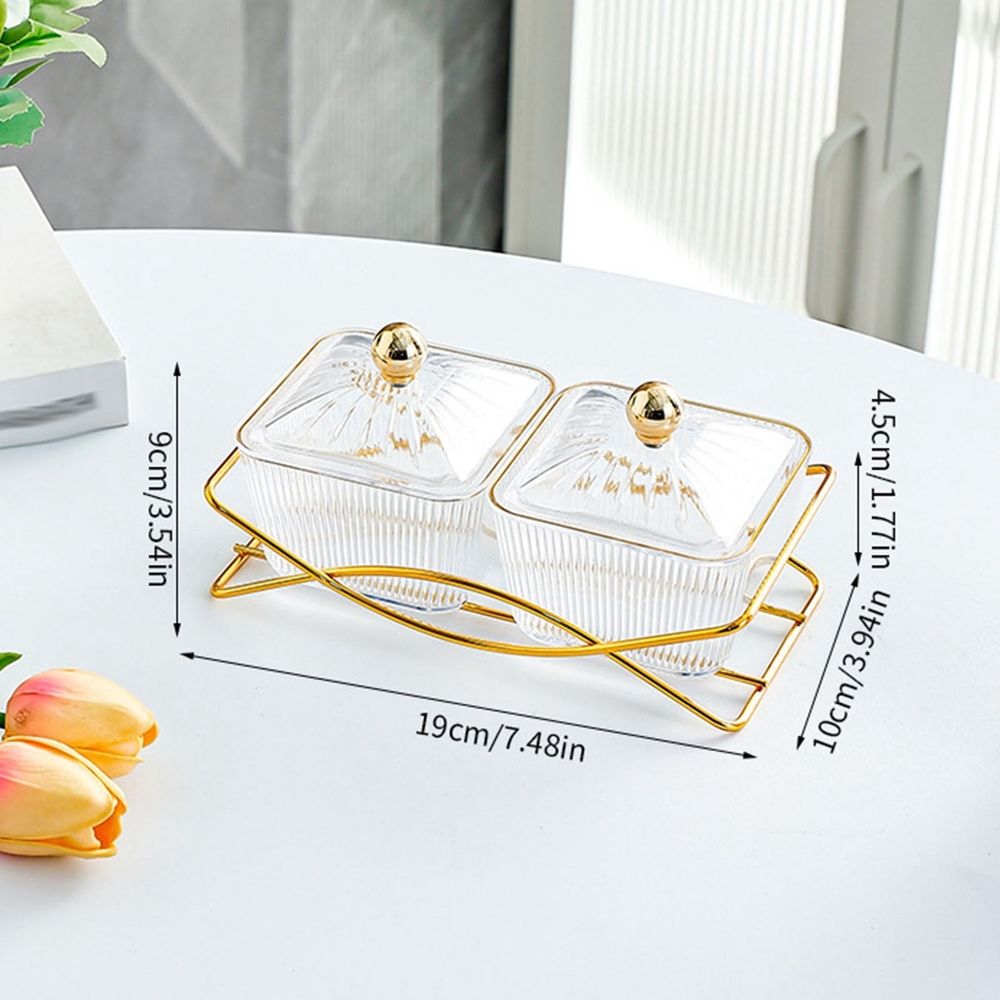Divided Snack Tray Set with Stand, 2 Compartment Airtight Storage Containers with Lids for Candy, Nuts and Snacks