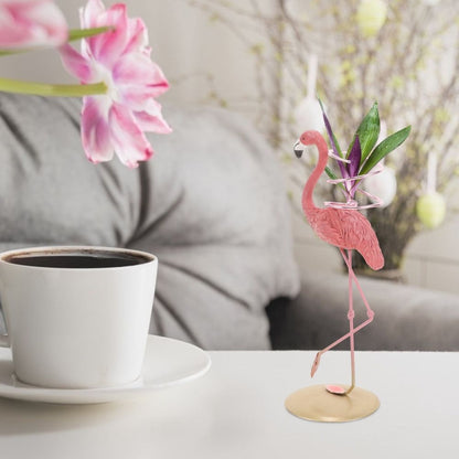 Flamingo Air Plant Holder with Resin and Iron Stand, Decorative Display for Home and Office Décor
