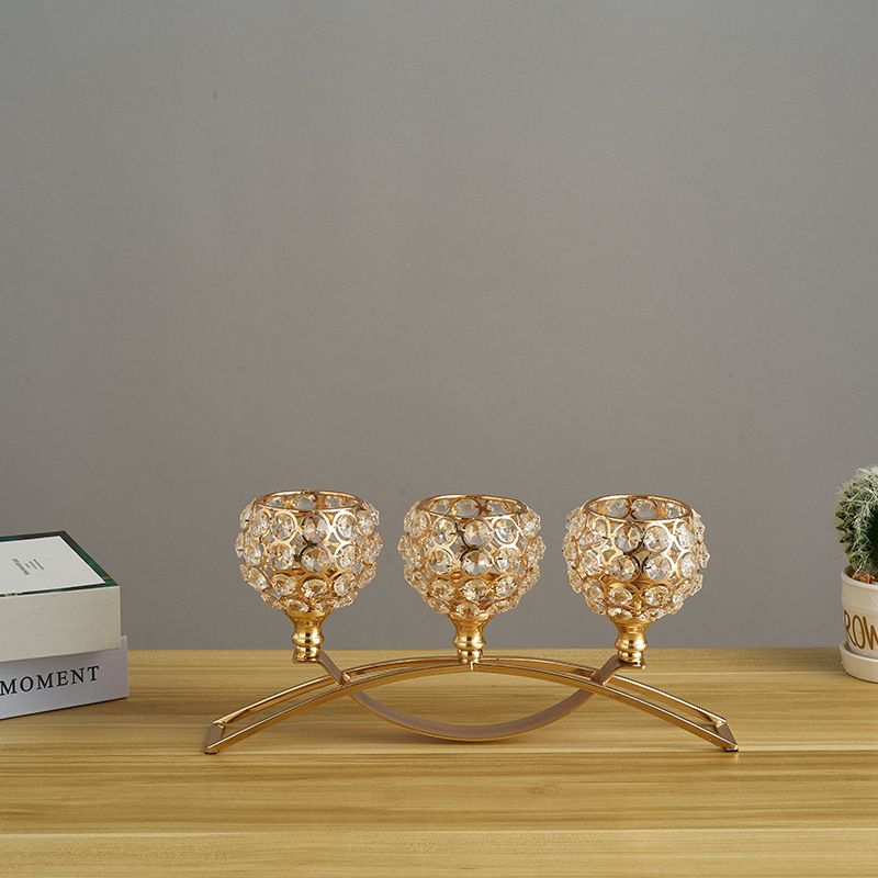 Gold Candle Holders for Table Centerpiece, 3 Arms Metal Candlestick Holders for Home Decor, Wedding, Dinning, Party