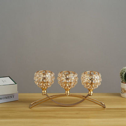 Gold Candle Holders for Table Centerpiece, 3 Arms Metal Candlestick Holders for Home Decor, Wedding, Dinning, Party
