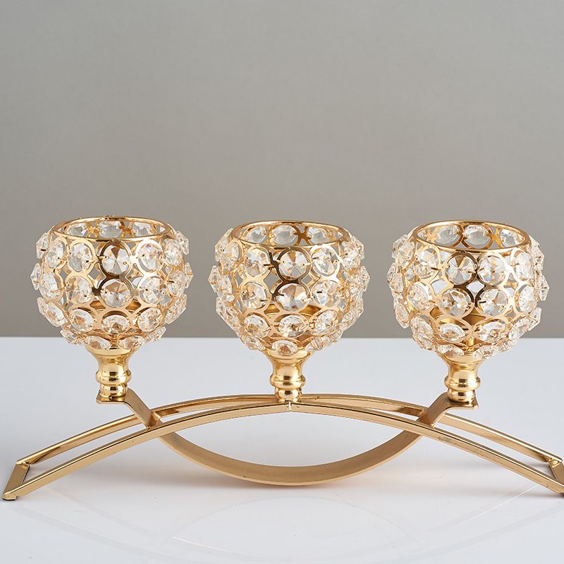 Gold Candle Holders for Table Centerpiece, 3 Arms Metal Candlestick Holders for Home Decor, Wedding, Dinning, Party