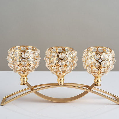Gold Candle Holders for Table Centerpiece, 3 Arms Metal Candlestick Holders for Home Decor, Wedding, Dinning, Party