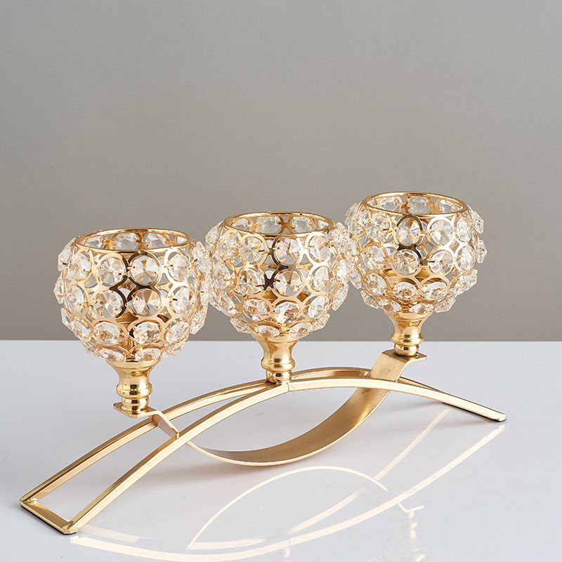 Gold Candle Holders for Table Centerpiece, 3 Arms Metal Candlestick Holders for Home Decor, Wedding, Dinning, Party