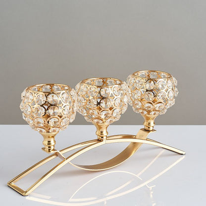 Gold Candle Holders for Table Centerpiece, 3 Arms Metal Candlestick Holders for Home Decor, Wedding, Dinning, Party