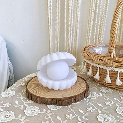 Pearl Night Light Bedside Night Lamp Bedroom Light Clam Mist Night Lights Streamer Mermaid Fairy Night Lamp for Christmas