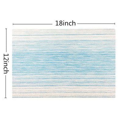 Blending Color Durable Woven Vinyl Placemat Washable Heat-Resistant Anti-Skid Kitchen Dining Table Mats (Set of 4,Blue with White)