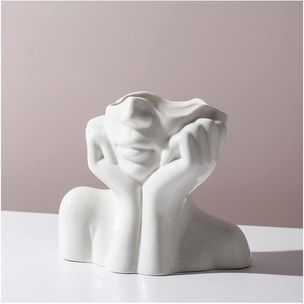 Female Form Ceramic Body Face Art Vase Ideal For Home Office Bookshelf Table Shelf Décor Modern Farmhouse