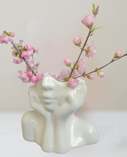 Female Form Ceramic Body Face Art Vase Ideal For Home Office Bookshelf Table Shelf Décor Modern Farmhouse