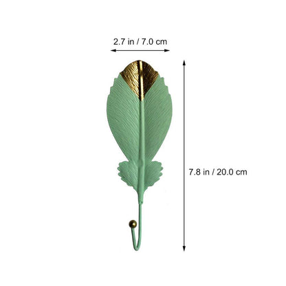 3 Pcs Wall Hanging Hook Wrought Iron Tropical Hawaii Leaf Shaped Hooks Hanger Punch Free Hat Towel Clothing Hook for Home