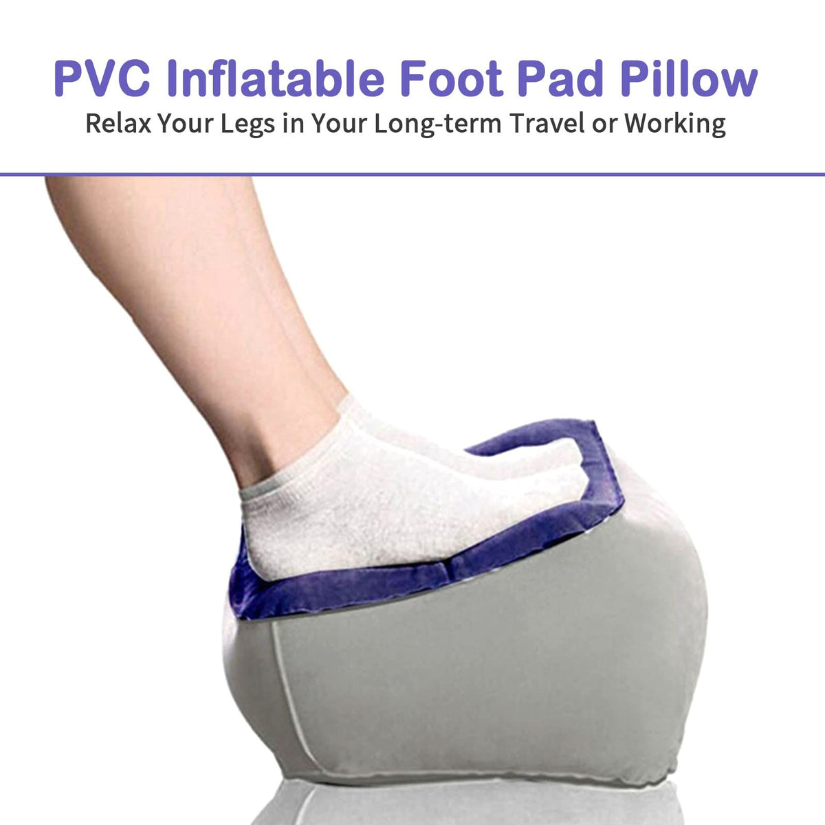 PVC Inflatable Foot Pad Pillow,Travel Foot Rest Flocking Pillow Relax Cushion Inflatable Travel Foot Rest Pillow