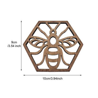 5Pcs Drink Coasters, Decor Bar Wooden Coaster, Honeycomb Design Furniture Coasters, Cup Pad Wall Art Decoratiob, Table Coasters