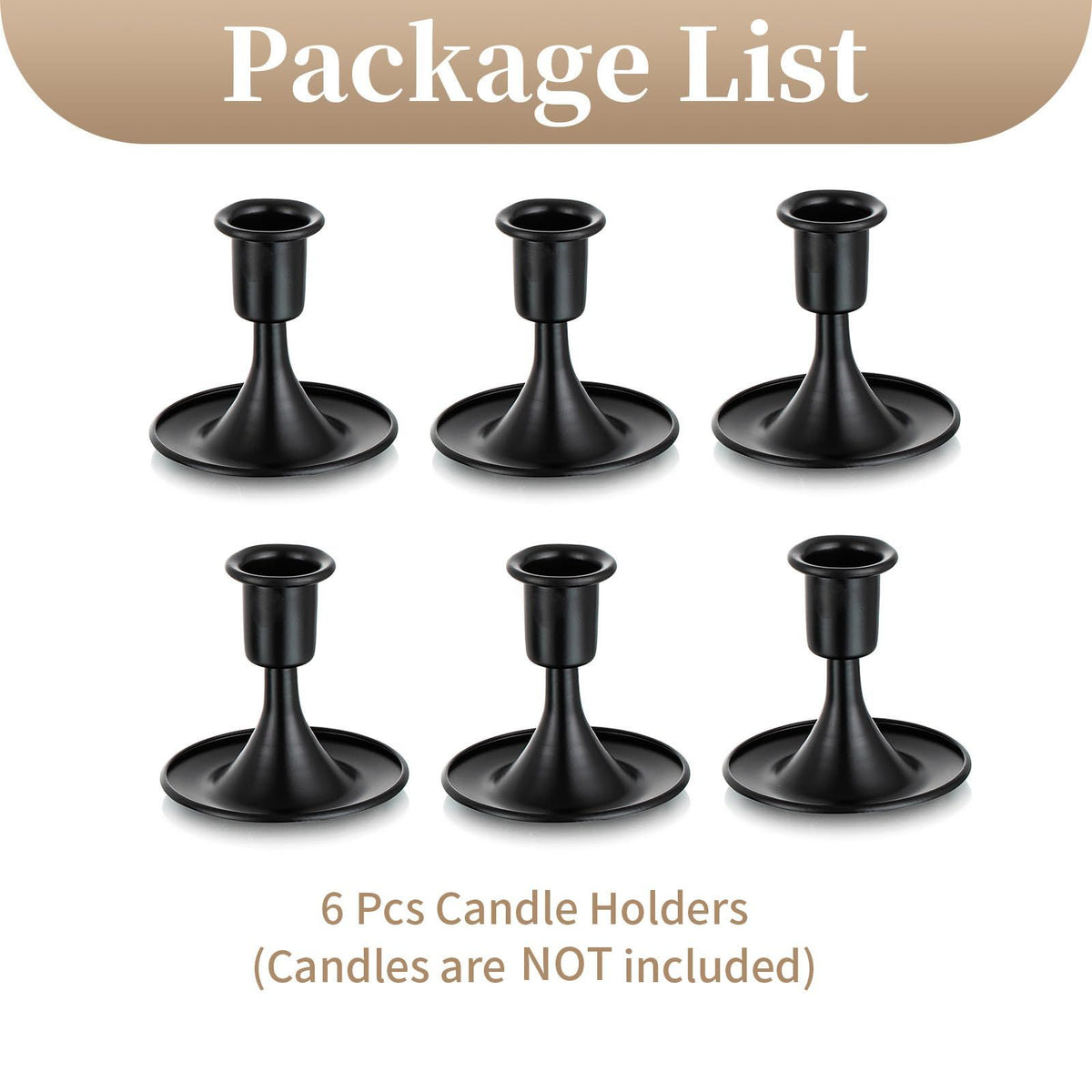 Candle Holder Set for Taper - 6 Pcs Black Tapered Candlesticks Holder for Dinning Table Centerpiece Decor Candle Sticks Holder