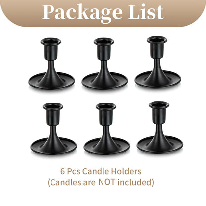 Candle Holder Set for Taper - 6 Pcs Black Tapered Candlesticks Holder for Dinning Table Centerpiece Decor Candle Sticks Holder