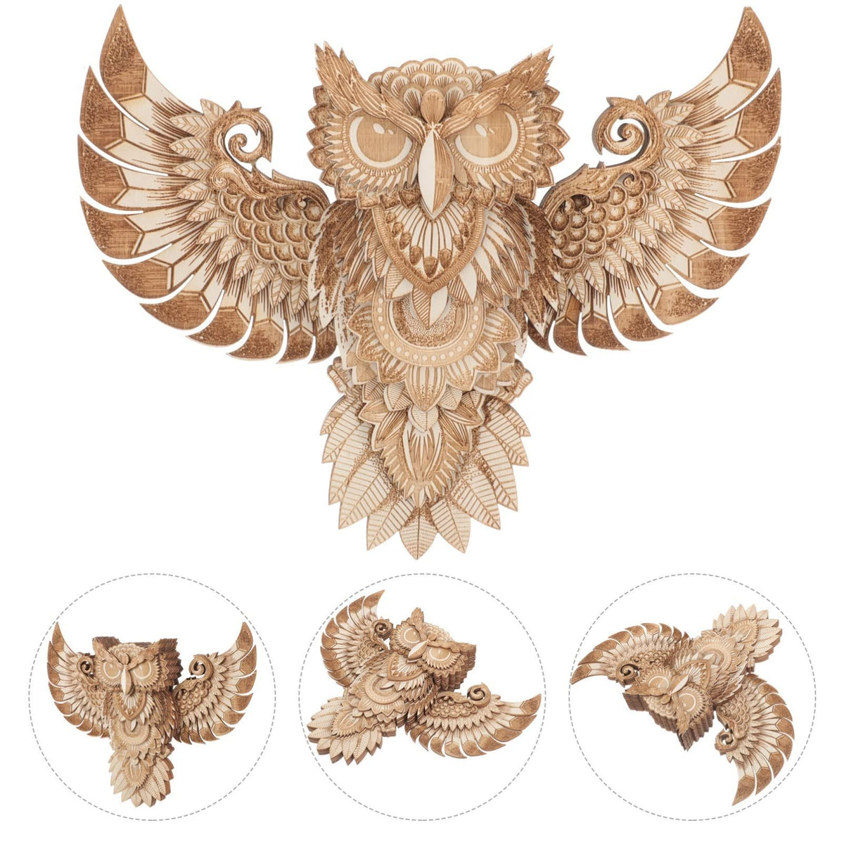 Wood Owl Wall Decor Hand Carved Wood Owl Decor Rustic Owl Statue Wall Plaque Hanging Home Decor Accent Art Unique Sculpture Decoration