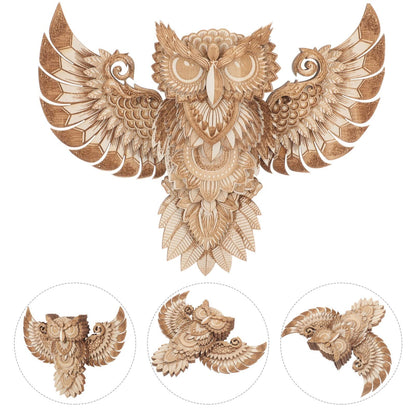 Wood Owl Wall Decor Hand Carved Wood Owl Decor Rustic Owl Statue Wall Plaque Hanging Home Decor Accent Art Unique Sculpture Decoration