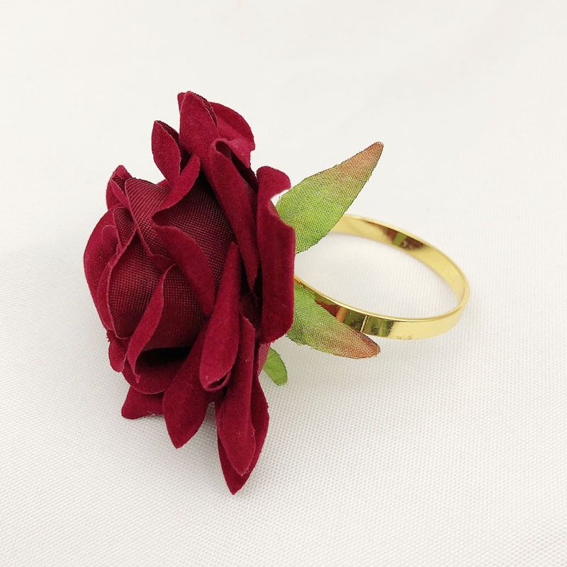 Red Rose shaped Towel Buckle Napkin Ring Wedding Banquet Hotel Table Decoration Napkin Rack Hotel Table Setting Valentine's Day
