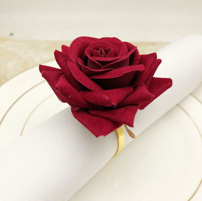 Red Rose shaped Towel Buckle Napkin Ring Wedding Banquet Hotel Table Decoration Napkin Rack Hotel Table Setting Valentine's Day