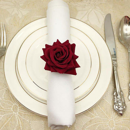 Red Rose shaped Towel Buckle Napkin Ring Wedding Banquet Hotel Table Decoration Napkin Rack Hotel Table Setting Valentine's Day