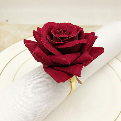 Red Rose shaped Towel Buckle Napkin Ring Wedding Banquet Hotel Table Decoration Napkin Rack Hotel Table Setting Valentine's Day