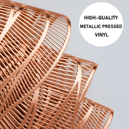 Snowkingdom Rose Gold Placemats and Coasters Set of 6 Pressed Metallic Vinyl Round Place Mats Dining Table Mats Dinning