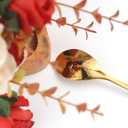 10pc Stainless Steel Gold Leaf Coffee Spoon-Creative Tableware Dessert Spoons, Stirring, Mixing, Sugar, Teaspoon Set