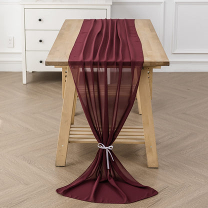 Burgundy Table Runner Chiffon Table Runner for Wedding Sheer Table Runner 27x120 Inches Romantic Tulle Table Runner for