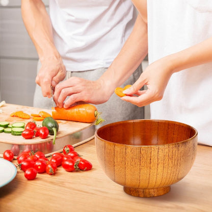 6 Pcs Wood Bowls Serving Tableware for Rice, Soup, Dip, Coffee, Tea, Decoration Wooden Salad Bowl Kitchen Cutlery Set
