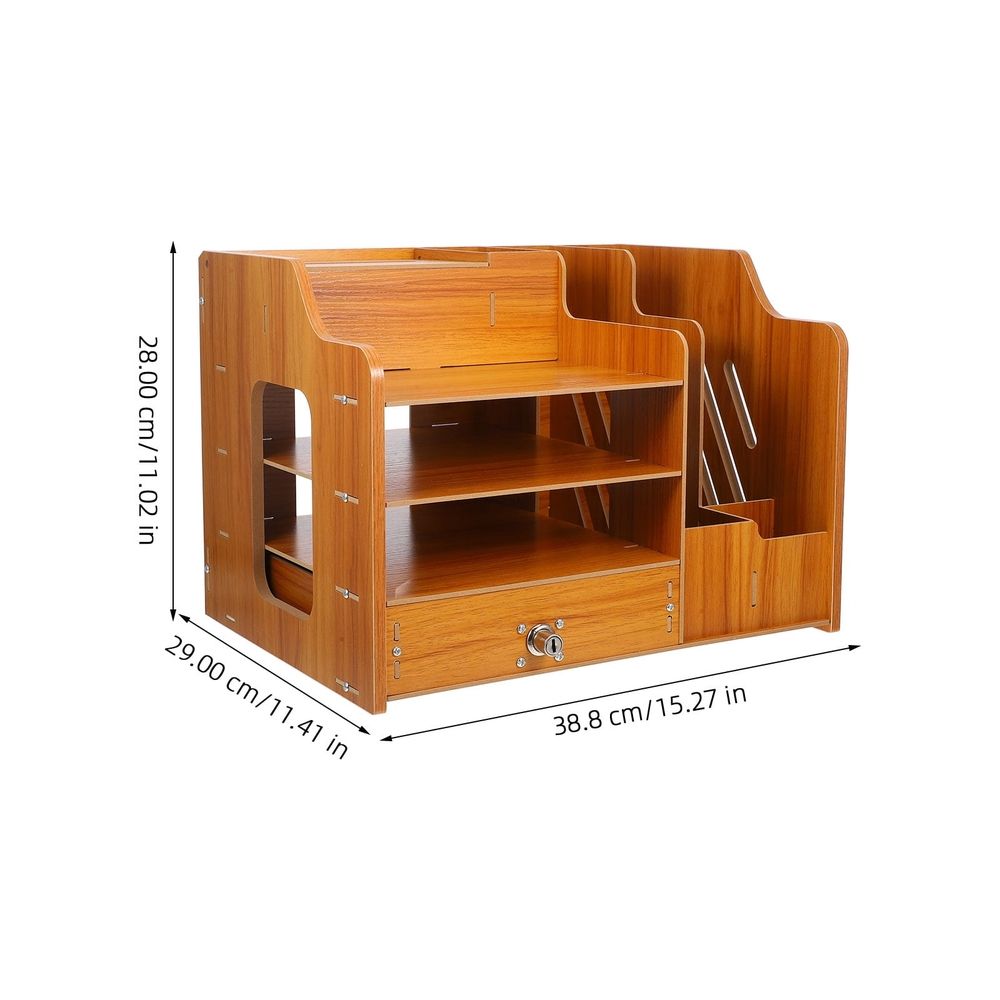 Desk Storage Organizer Wooden Light Brown 1Set For Students And Home Workers