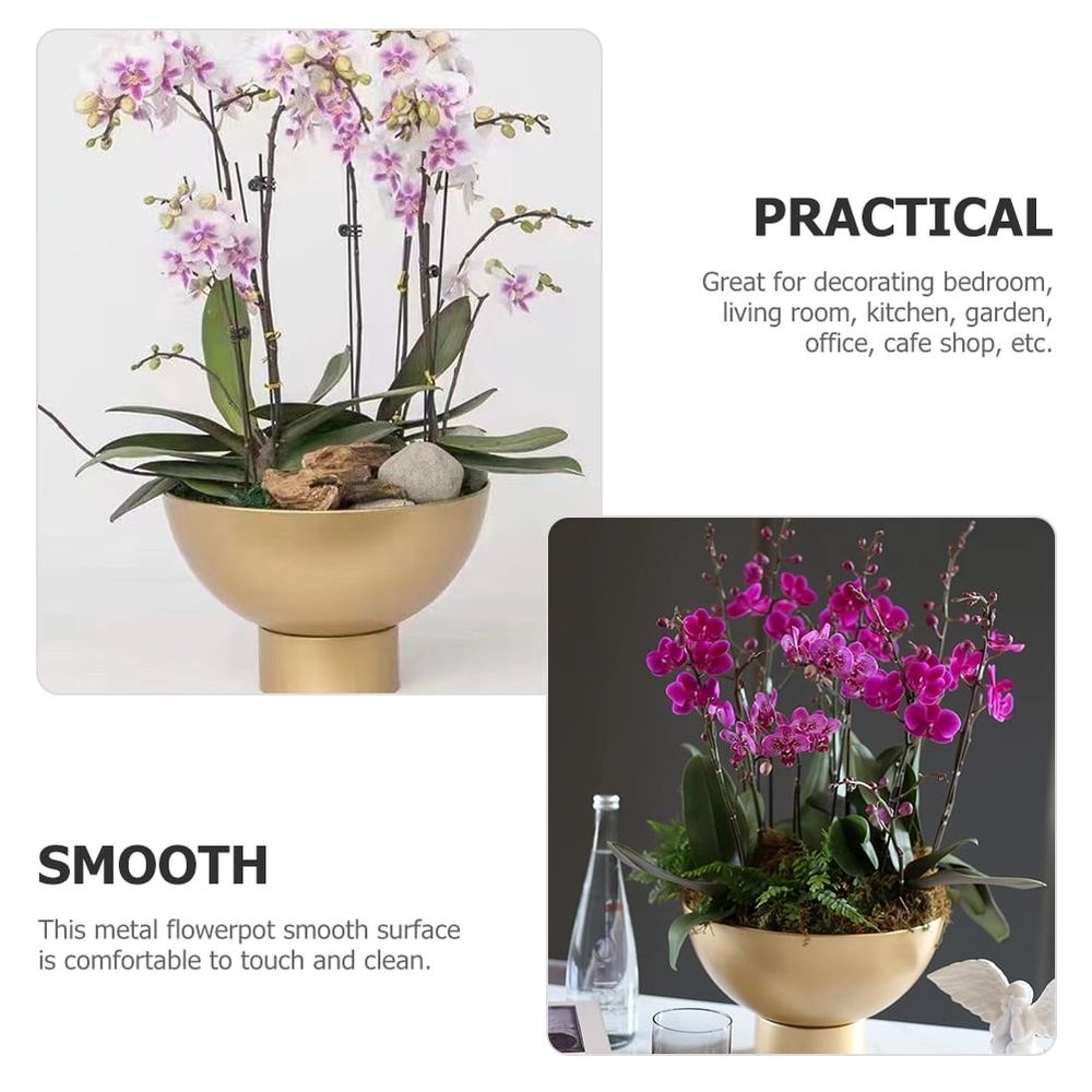 Cactus Planting Pot Flowerpot Iron Golden Planter Modern Style 1Pcs