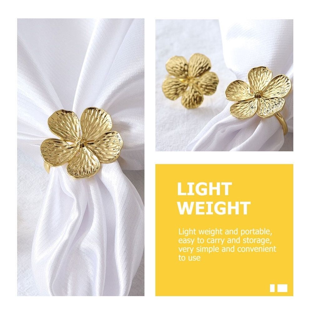 6Pcs Alloy Flower Napkin Rings Romantic Themed Wedding Napkin Decor