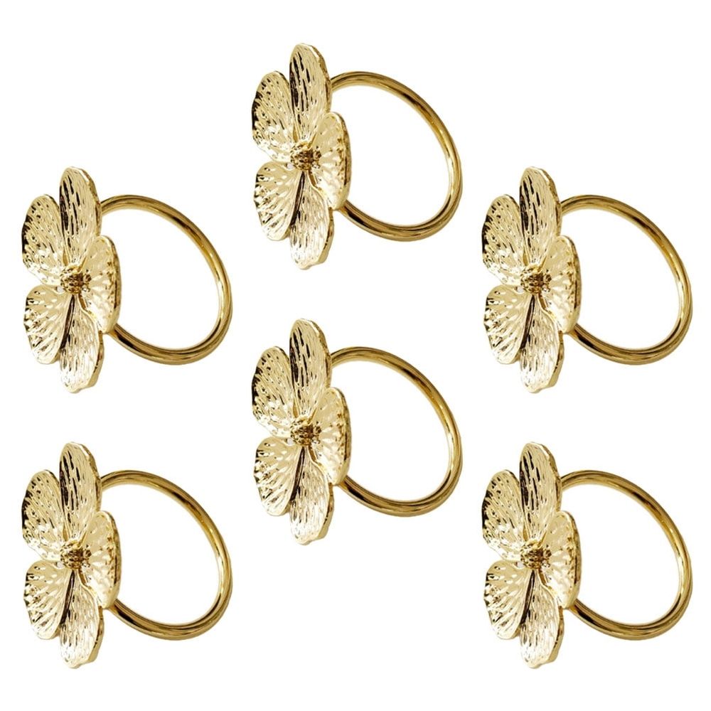 6Pcs Alloy Flower Napkin Rings Romantic Themed Wedding Napkin Decor