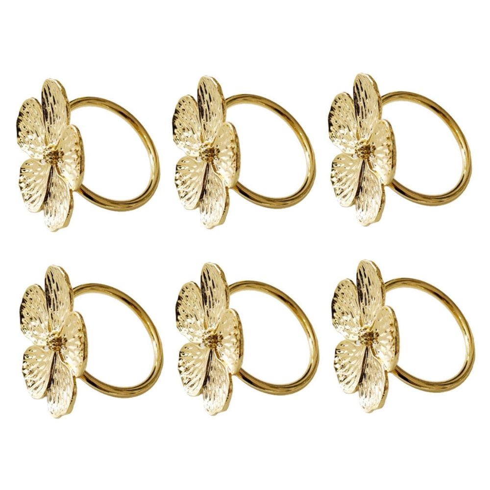 6Pcs Alloy Flower Napkin Rings Romantic Themed Wedding Napkin Decor