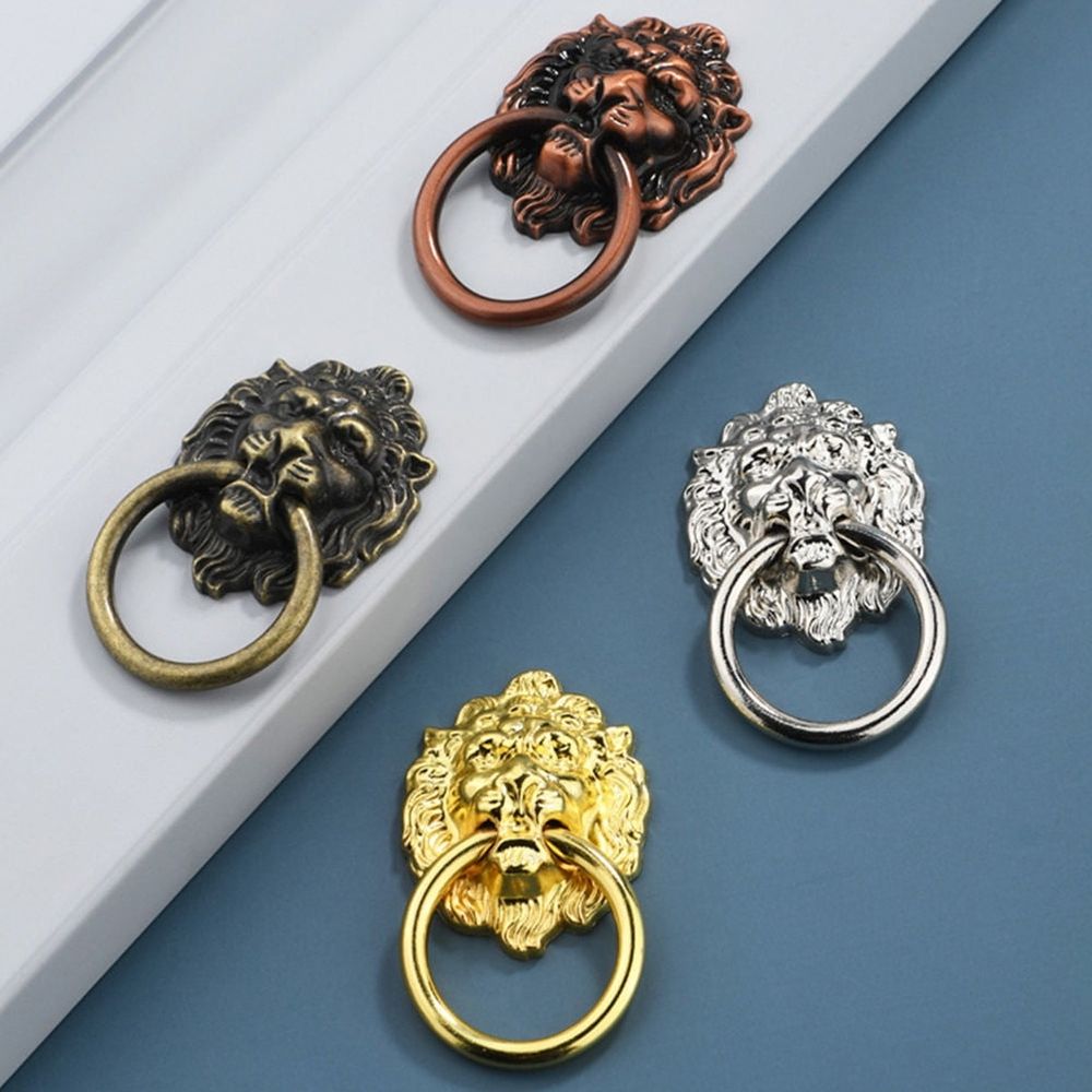 5 Pcs Handles Drawer Lion Head Handle Desk Drawer Pull 9.00X5.10X1.50CM Silver