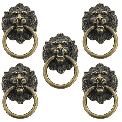 5 Pcs Handles Drawer Lion Head Handle Desk Drawer Pull 9.00X5.10X1.50CM Silver
