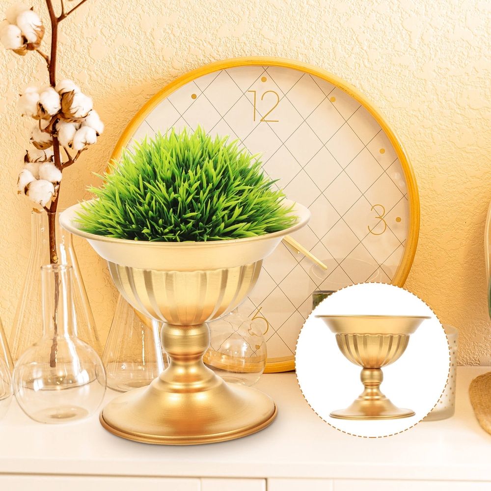 Golden Iron Flower Vase Wedding Table Centerpiece Decorative Floral Arrangement Pot