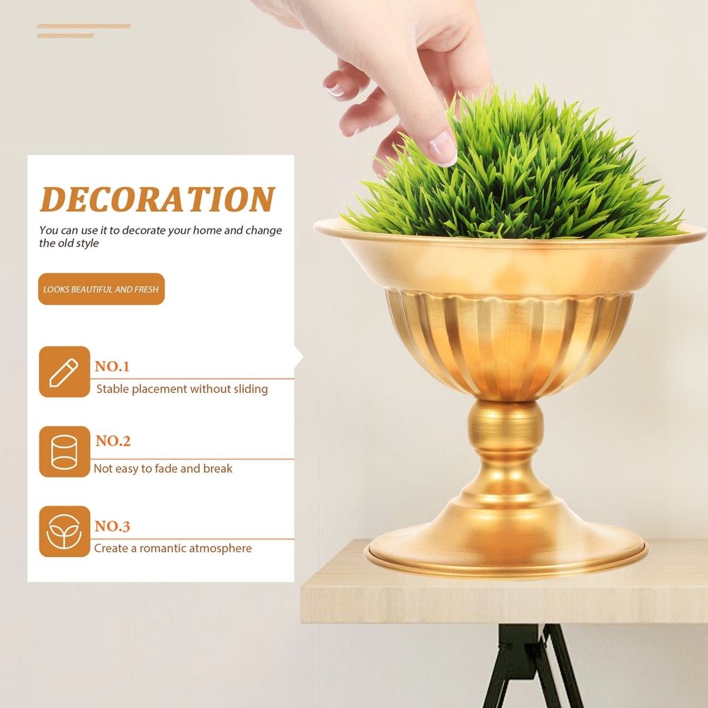 Golden Iron Flower Vase Wedding Table Centerpiece Decorative Floral Arrangement Pot