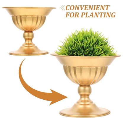Golden Iron Flower Vase Wedding Table Centerpiece Decorative Floral Arrangement Pot