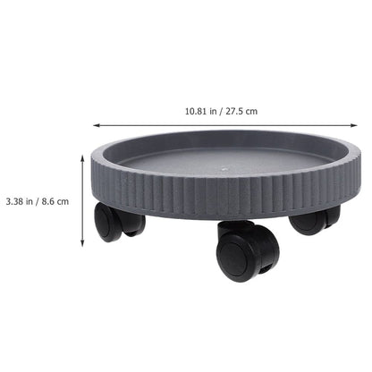Sturdy Rolling Plant Base, Grey Plastic, Perfect for Indoor Flower Pots