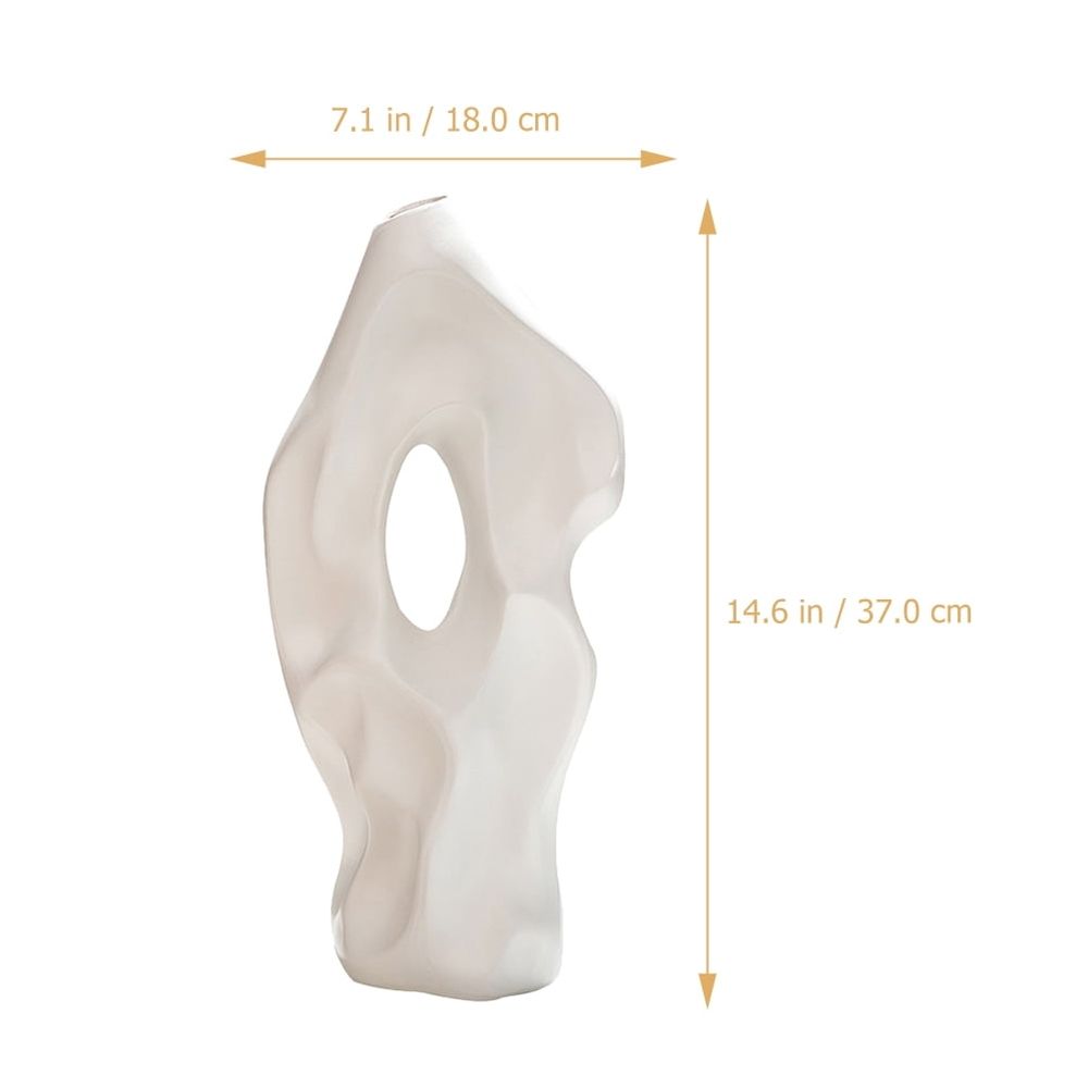 White Ceramic Vase Modern Minimalist Table Centerpiece Flower Arrangement Decor