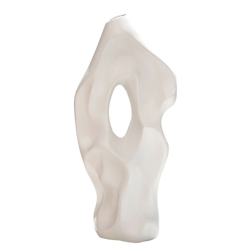 White Ceramic Vase Modern Minimalist Table Centerpiece Flower Arrangement Decor