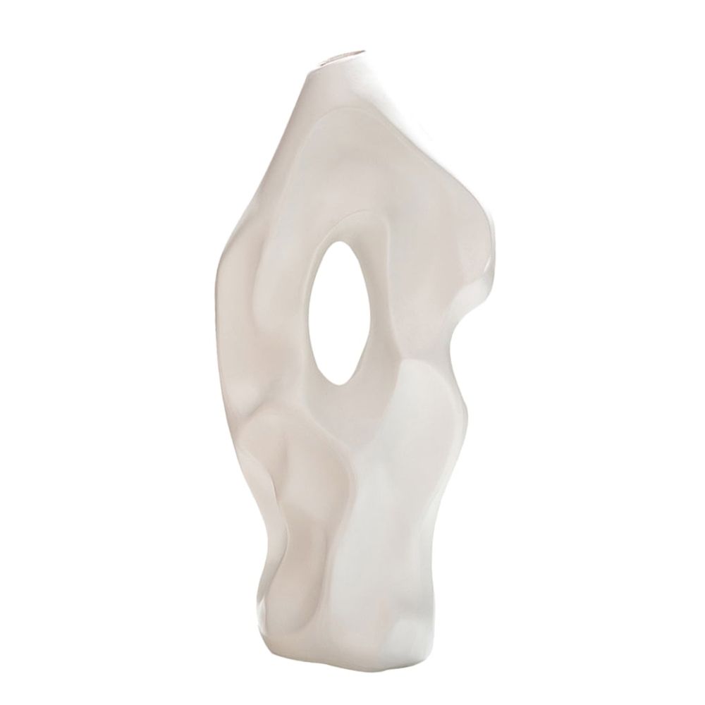 White Ceramic Vase Modern Minimalist Table Centerpiece Flower Arrangement Decor