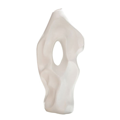White Ceramic Vase Modern Minimalist Table Centerpiece Flower Arrangement Decor