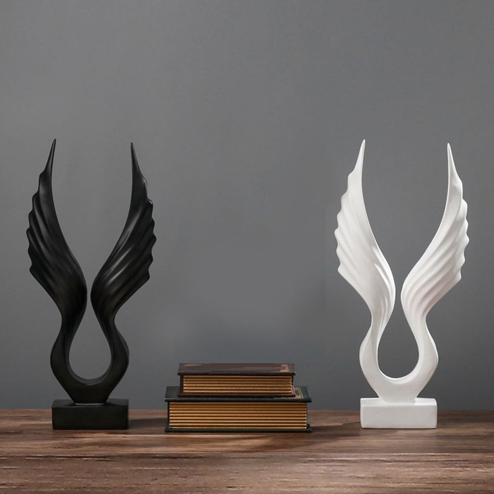 1Pc Angel Wing Ornament Black Synthetic Resin for Living Room Table Decor
