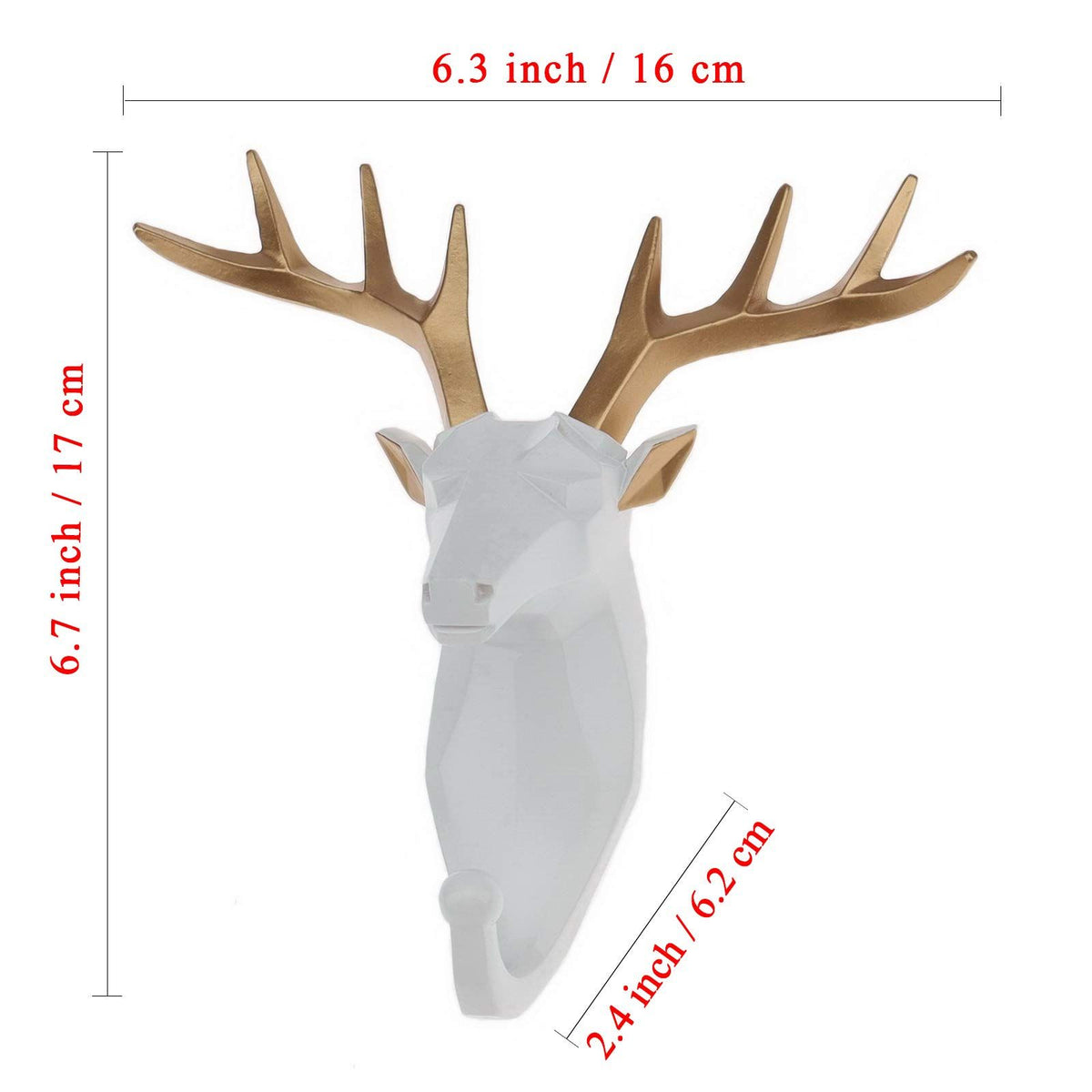 Resin Creative Home Wall Decor Cute Housewarming Gift White Deer Animal Head Hook Coat Scarf Bag Towel Key Cap Hanging