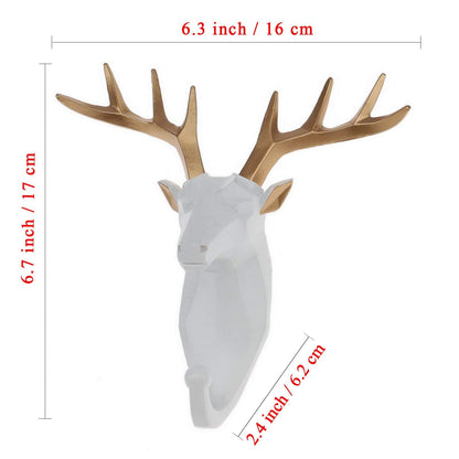 Resin Creative Home Wall Decor Cute Housewarming Gift White Deer Animal Head Hook Coat Scarf Bag Towel Key Cap Hanging