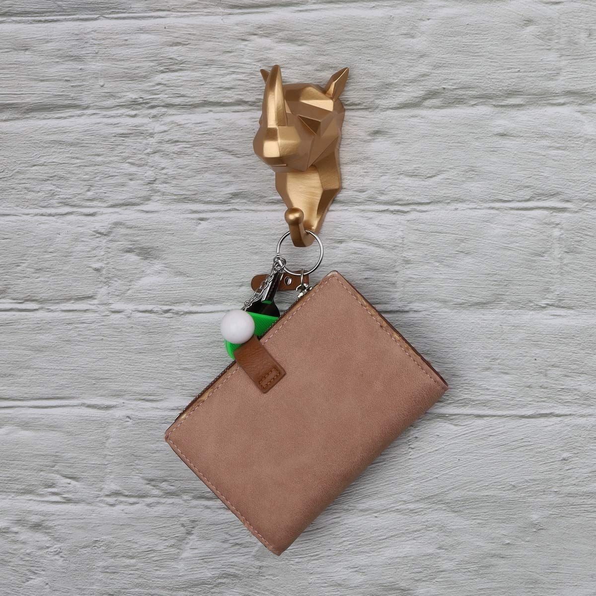 Animal Hook Wall Mounted Coat Scarf Bag Key Hat Robe Rack Creative Gift Resin Rhinoceros Head Crafts