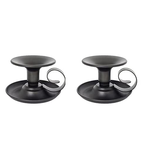 2Packs Candle Holders Black Iron with Handle Watebac,Iron Taper Candle Holder Simple Candlestick Holders for Dinning,Party