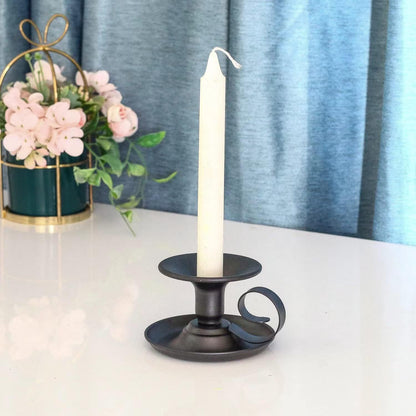 2Packs Candle Holders Black Iron with Handle Watebac,Iron Taper Candle Holder Simple Candlestick Holders for Dinning,Party